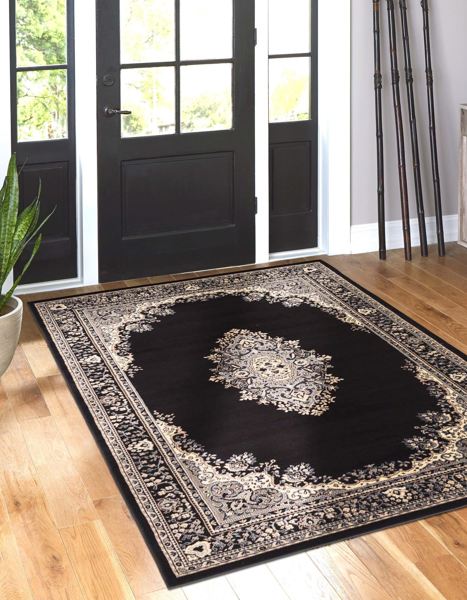 Rugs.com Amaya Collection Rug – 9' x 12' Black Medium Rug Perfect For Living Rooms, Large Dining Rooms, Open Floorplans