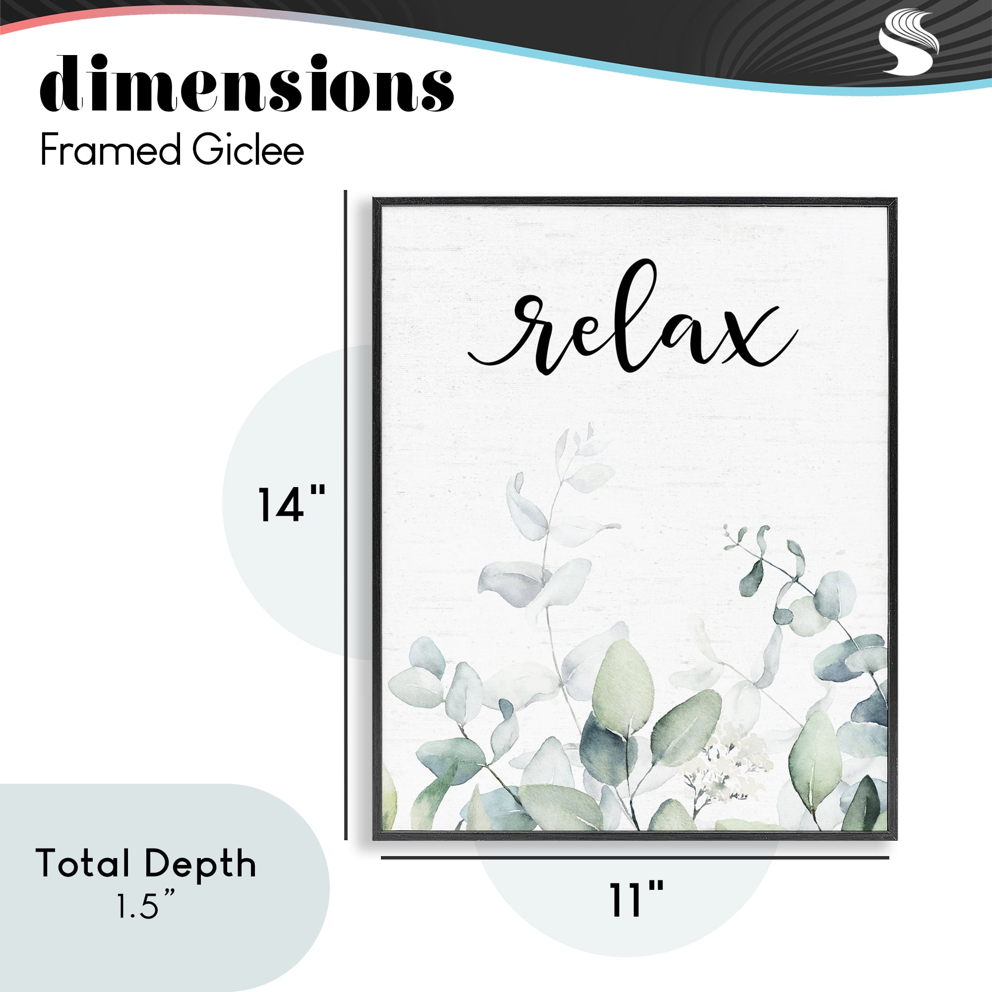 Relax Leafy Herbs Black Framed Giclee Art, design by Lettered and Lined