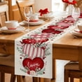 thumbnail image 5 of Love Heart Valentines Table Runner - 60 Inch Long Rustic Eucalyptus Botanical Red Pink Cotton and Linen Blended Dress Scarves Farmhouse Table Runner for Kitchen Dining, Coffee Table, 13" x 60", 5 of 8