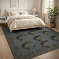 thumbnail image 3 of ODIKA Fishing Bass Lake Lure Tackle Reeds Border Motif Angler Fish Flowing Dynamic Foldable Easy Care for King Size Bedroom, Master Suite, Under Bed, 3 of 7