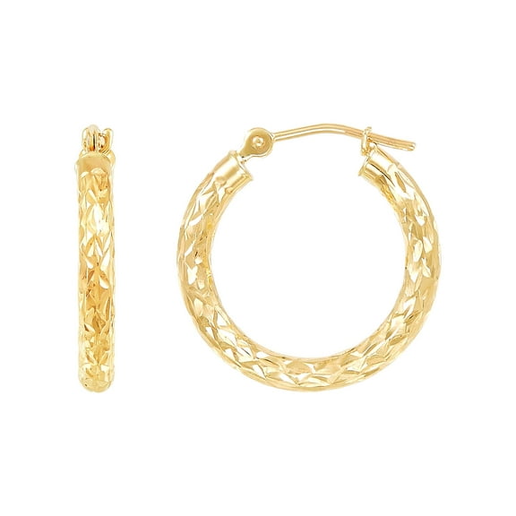 Brilliance Fine Jewelry 10K Yellow Gold 2.5MMx18MM Hollow Round Hoops Earrings
