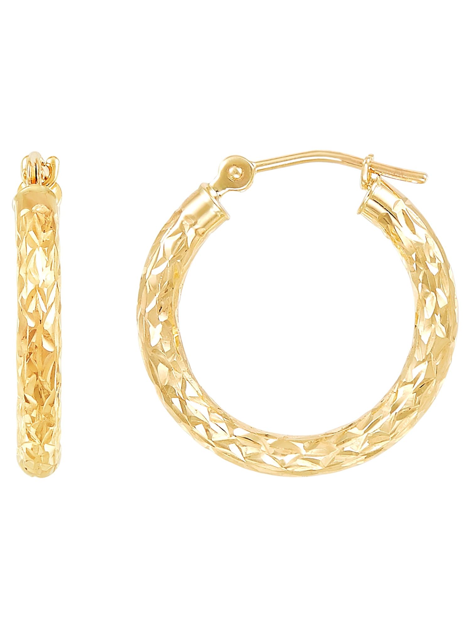 Brilliance Fine Jewelry 10K Yellow Gold 2.5MMx18MM Hollow Round Hoops Earrings