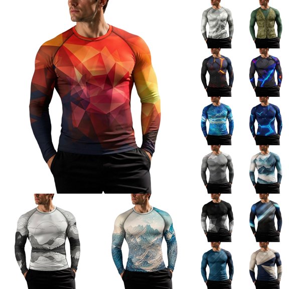 IWRICH Men's Long Sleeve Upf 50 Rash Guard Cool Dry Performance Fit Compression Sports Athletic Shirts Tops 14-Beige XL