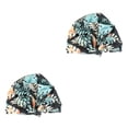 thumbnail image 2 of Monstrate Gorros para el cabello seco para ducha, cubierta de banda elástica resistente al agua con estampado de flores, turbante, sombrero rizado Hoja 2piezas Monstrate CBP395413, 2 of 6