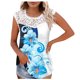 thumbnail image 1 of Camiseta sin mangas de encaje con estampado de mujer Camiseta sin mangas de empalme de cuello redondo Camiseta ligera y cómoda delgada OAVQHLG3B Store lin121212, 1 of 5