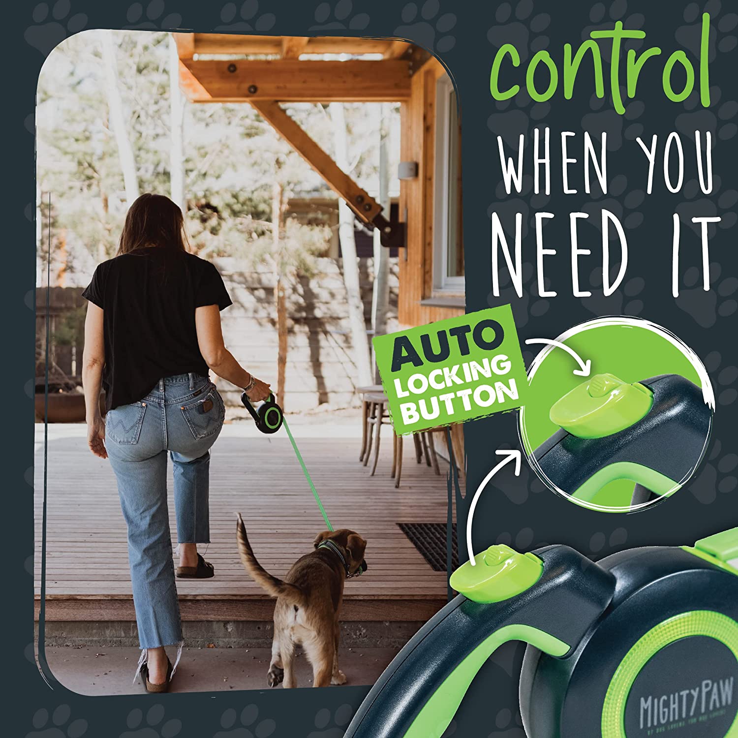 Mighty Paw Retractable Dog Leash 2.0, 16 Feet Green photo 6