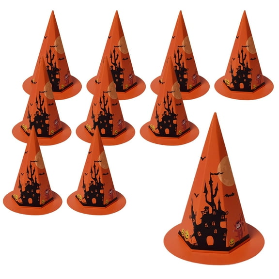 Halloween Gift Bags, Candy Boxes, 10 Pcs Hat Shape Paper Party Favor Bags for Treats and Gifts, Multicolor Durable Paper Material, 14.5x12x12cm Size