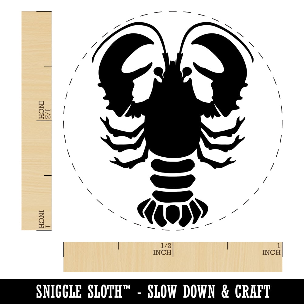 Maine Lobster Silhouette Self-Inking Rubber Stamp Ink Stamper - Red Ink - Medium 1 Inch