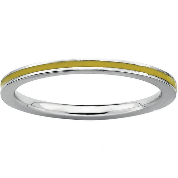 Sterling Silver Yellow Enameled 1.5mm Ring