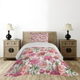 thumbnail image 3 of Ambesonne Floral Quilted Coverlet 2 Pcs, Peonies and Roses, Twin Size, White Pink Blush, 3 of 4