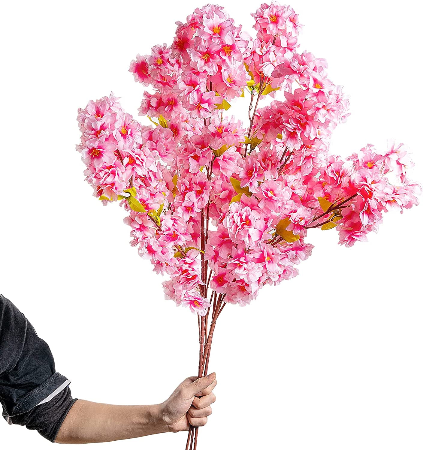 Dalrosia 3PCS Artificial Cherry Blossom Branches, Silk Cherry Blossom Flowers Long Stem Flowers for Tall Vase, Faux Flowers Arrangements for Wedding Party Home Decor