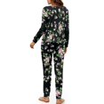 thumbnail image 3 of SCRAWLGOD Floral Pajamas Long Sleeve 2 Piece Sets for Women Lounge Set Fall Clothing Crewneck Pj for Women with Pockets Breathable Graphic Pjs Size Small, 3 of 7