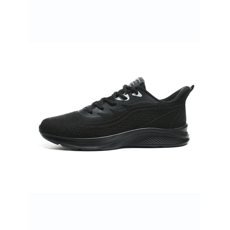 

UKAP Men Running Shoe Sport Athletic Shoes Mesh Sneakers Anti Slip Fitness Workout Trainers Mens Walking Sneaker Lace Up Fashion Black 7.5