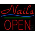 thumbnail image 1 of Nails Block Open Green Line LED Neon Sign 15 x 19 - inches, Black Square Cut Acrylic Backing, with Dimmer - Bright and Premium built indoor LED Neon Sign for Defence Force., 1 of 6