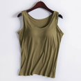 thumbnail image 3 of Women Summer Tops Women Solid Color Tops With Chest Pad No Steel Ring Cup Shirts Wide Strap Integrated Outerwear Yoga Sports Vest Champagne Lace Top Crop Top Fitted Bra Shirts Bodysuit Army Green 2XL, 3 of 3