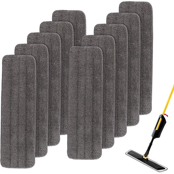 Tampons de Vadrouille de Rechange Compatibles avec les Vadrouilles Commerciales Rubbermaid 18 Pouces et 17 Pouces - Lot de 10 Recharges Réutilisables pour Nettoyage Commercial Humide et à Sec, Compatibles avec Tout Système de Vadrouille Plate en Microfibre 18 Pouces a