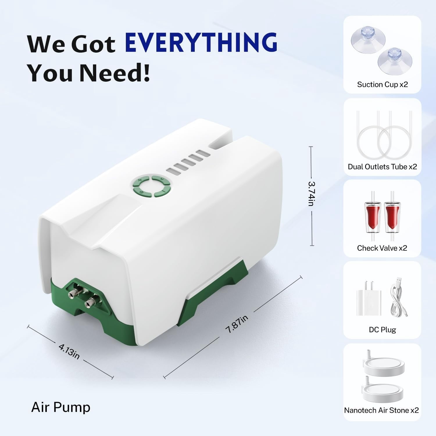 Silent Dual Operating Mode Rechargeable Aerator for Fish, Large Capacity Aquarium Air Pump with Universal Clip for Most Bait Buckets