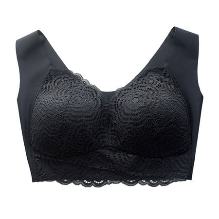Lingerie For Women Plus Size Unadjustable Sports Extra-Elastic Breathable Lace Trim Bra Lingerie Set