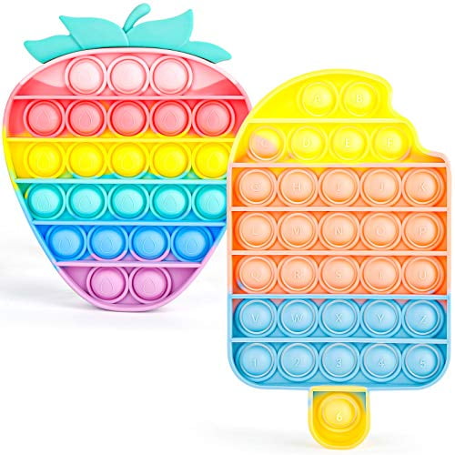Pop Bubble Popitsfidgets Poppers Toy Popitz Fidget Sensory Toys 4 Pack Rainbow Push Press It Poppet Popet Popits Autism Anxiety ADHD Stress Relief Game Gift for Kids Pineapple Crab Robot Ice Cream