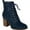 Blue, variant on Journee Womens Baylor Medium and Wide Width Lace Up Stacked Heel Booties