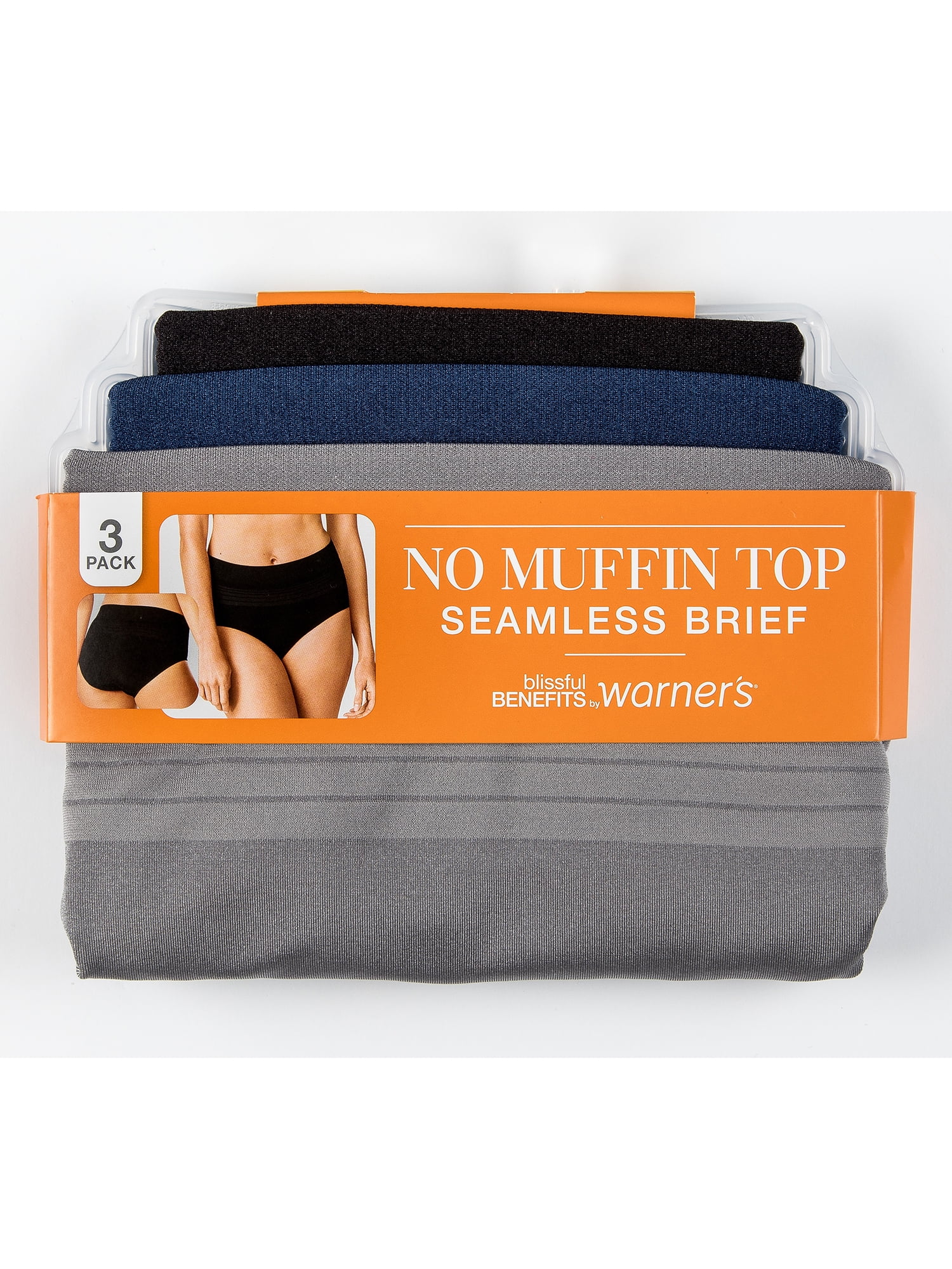 Blissful Benefits by Warner's Women's No Muffin Top Seamless Brief Panties  3-Pack, Style RS1503W 