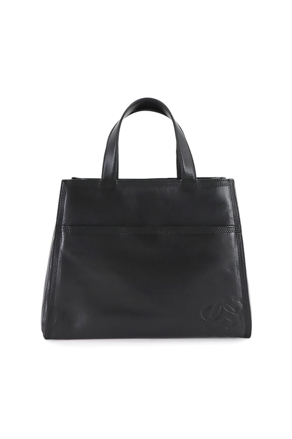 Pre-Owned LOEWE Anagram Handbag in Black Leather with Gold Hardware, Amazona