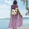 thumbnail image 6 of KLHDSF Dresses For Women Bohemian Floral Print Short Sleeve Dress Loose Casual Summer Vacation Purple XXL, 6 of 6