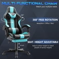 thumbnail image 4 of SOONTRANS Blue Gaming Chair, Ergonomic Gamer Game Chair with Footrest & Massage Lumbar Pillow, High Back Reclining Office Computer Chair for Adult, 4 of 8