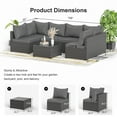 thumbnail image 3 of 7 Piece Outdoor Patio Furniture Set Black PE Rattan Wicker Sofa Set With Table,Grey, 3 of 7