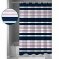 thumbnail image 3 of Navy Blue Pink Striped Shower Curtains for Bathroom Waterproof Fabric Bath Curtains Decor Bath Tub Curtain Gradient Horizontal Lines Decorative Shower Curtain Sets with 12 Hooks, 72x72 Inch, 3 of 6
