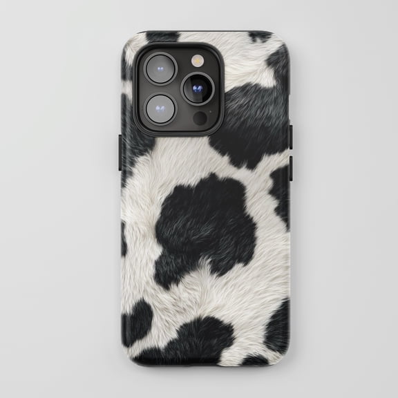 Cow Print For iPhone Protective Phone Case Animal Print Style Black and White