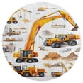 thumbnail image 3 of Excavator Construction Vehicle Truck Round Small Area Rug, Print Non Slip Washable Floor Mat, Soft Throw Rug for Living Room, Powder Room Entryway, Bathroom, Bedside, 3 of 7