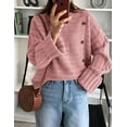 thumbnail image 4 of PRETTYGARDEN Womens Sweaters Fall Casual Long Sleeve Crewneck Button Loose Winter Knit Pullover Sweater Tops, 4 of 7