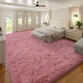 thumbnail image 4 of Janvonne Soft Fluffy Shaggy Area Rug, 8'x 10' Bean paste Pink Plush Fuzzy Carpet for Bedroom Living Room, Non-Slip Modern Indoor Shag Rug for Kids Room Nursery Home Decor, 4 of 8