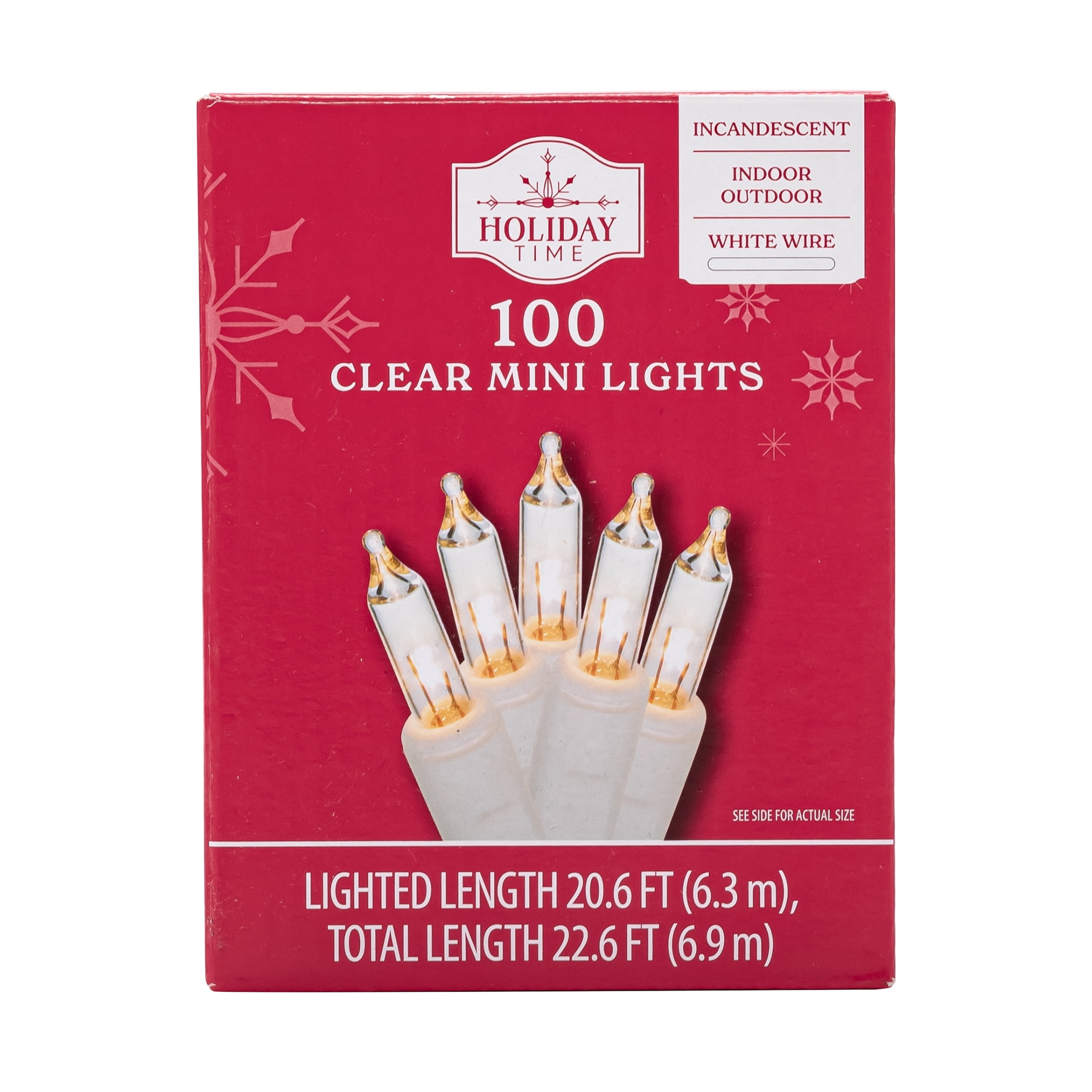 Indoor/Outdoor 100-Count Incandescent Mini Christmas String Lights, Warm White, 20.6', by Holiday Time