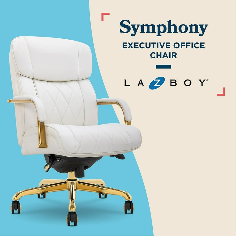 La-Z-Boy® Symphony Executive - Silla de Oficina con Respaldo Medio, diseño de edredón de Diamante, cojín de Espiral de Bolsillo, reposabrazos Acolchados, Silla ergonómica de computadora para