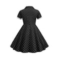 thumbnail image 3 of YOUYEDIAN Kids Notch Lapel 50s Dress for Girls Vintage Retro 1950s Polka Dot Dress for Girls 50's Swing Dress (Black, 11-12 Years), 3 of 4