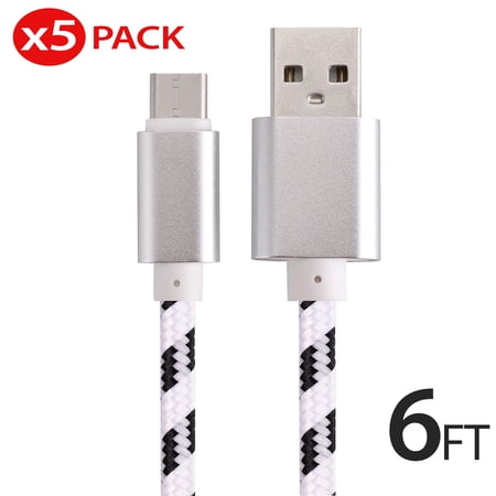 5x 6FT USB Type C Cable Fast Charging Cable USB-C Type-C 3.1 Data Sync Charger Cable Cord For Samsung Galaxy S9 S9+ Galaxy S8 S8 Plus Nexus 5X 6P OnePlus 2 3 LG G5 G6 V20 HTC M10 Google Pixel XL price history on PriceWatchPro