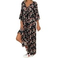 thumbnail image 2 of DPTALR Robe Longue Maxi à Manches Longues Imprimée Col en V pour Femmes, 2 of 9