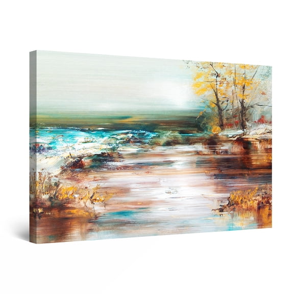 Startonight Canvas Wall Art Warm Colors Lake Landscape Painting , Framed 32" x 48"