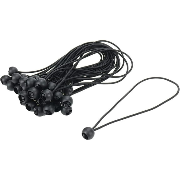 30 Pcs 10 inch / 25 cm Ball Bungee Cords Elastic String Canopy Tarp Tie Down Straps Tarp Tie Downs Cord, Black