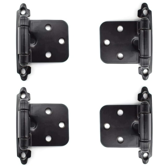 Sdtc Tech 4-Pack Overlay Cabinet Door Hinges Matte Black Self-Closing Flush Cabinet Hinges With Mounting Screws - Face Mount