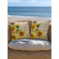 thumbnail image 5 of Outdoor Pillows Waterproof, Vintage Yellow Sunflower Bedding Throw Pillows with Insert for Couch Sofa Bed, Watercolor Botanical Retro Floral 16x16 Inch Pillowcases Decorative Patio Pillow Set of 2, 5 of 8