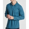thumbnail image 4 of 3 Pack Men's Dry-Fit Long-Sleeve Active Polo Shirt - Casual Performance Golf Quick Dry (Available In Big & Tall), 4 of 6