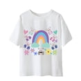 thumbnail image 2 of MIXUE Toddler Girls Tops & T-Shirts Summer Butterfly Print Floral Round Neck Short Sleeve Loose Casual Pullover T-shirts Daily-Wear,White,3-4 Years, 2 of 4