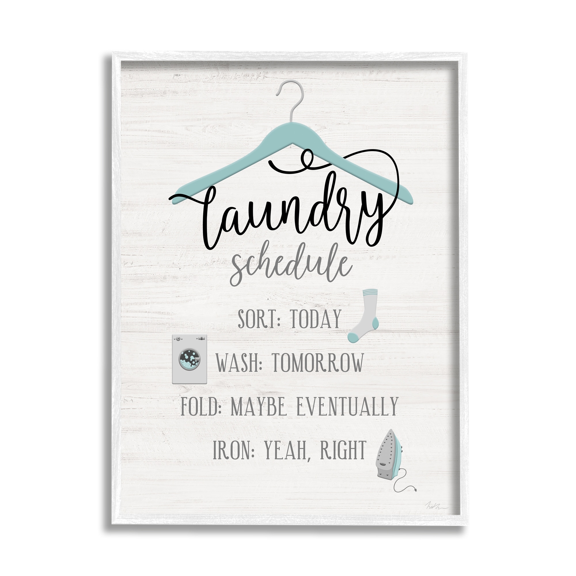 Stupell Industries Laundry Schedule Blue Clothes Hanger Sort Wash Fold, 16 x 20, Design by Natalie Carpentieri