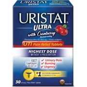 Uristat Ultra UTI Pain Relief Tablets, Fast Urinary Tract Infection Relief of Urinary Pain, Burning, Urgency, Maximum Strength, Cranberry Flavored Coating, 30 Tablets
