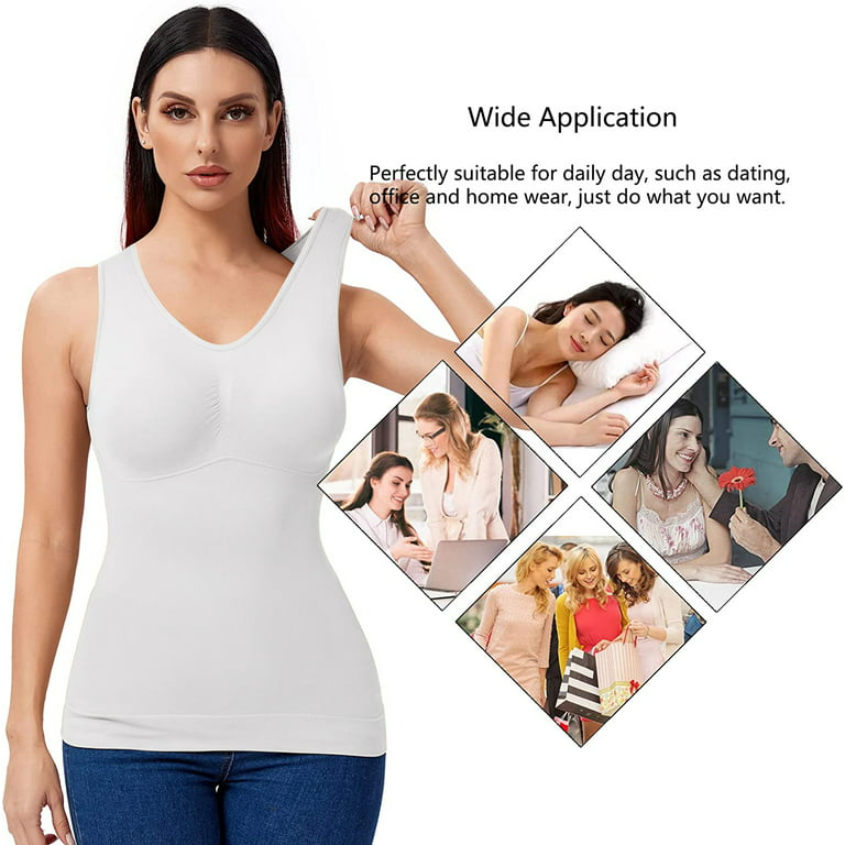 Women Shapewear Tank Tops with Built in Shelf Bra Tummy Control Body Shaper  Vest