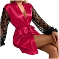 thumbnail image 6 of Tawop Robes for Women Sleepwear Mesh Sleeve Womens Pajamas Deep V, 6 of 7