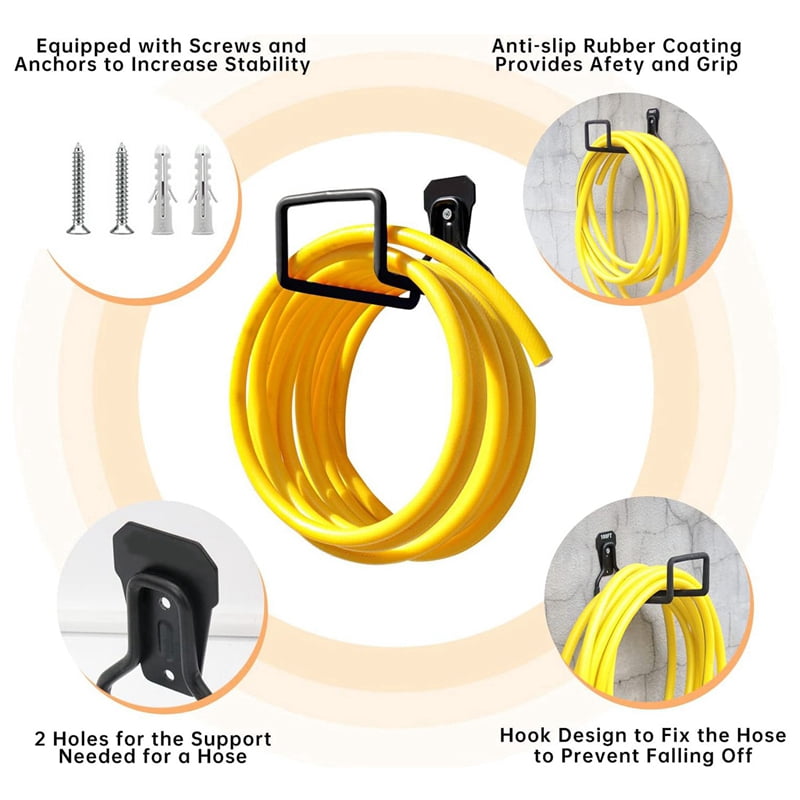 6X Garden Hose Holder Wall Mount, Duty Water Hose Hanger for Outside, Metal Hose Reels Hose Hook for Garden Hose